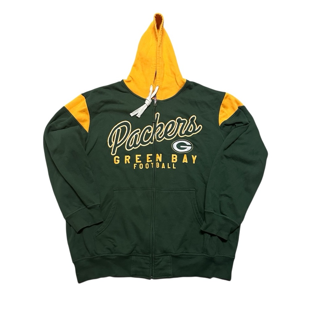 NFL Green Bay Packers Jacket Mens 2XL NFL Longsleeve Full Zip Hooded Jacket